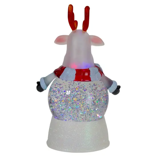 Northlight LED Lighted Color Changing Reindeer Christmas Snow Globe - 8" White {6}