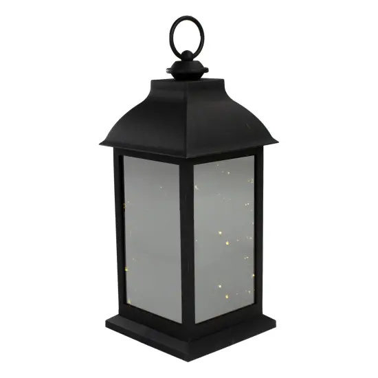 Northlight 12.4-Inch LED Lighted Battery Operated Lantern Warm White Flickering Light Black {1}