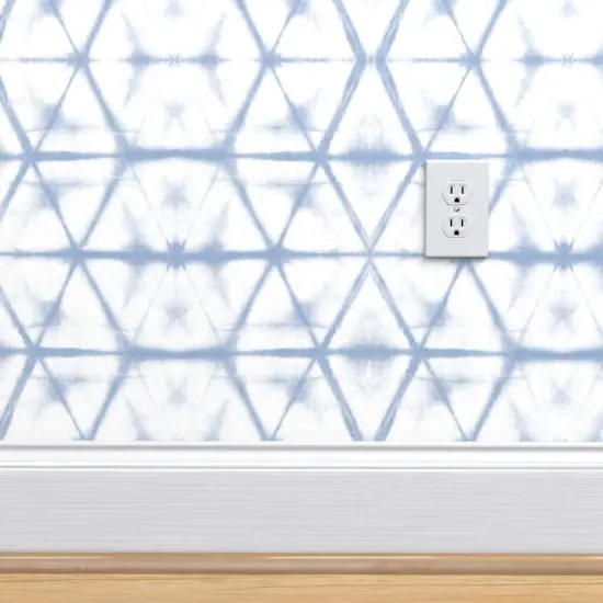 Peel & Stick Wallpaper 2FT Wide Blue Modern Geometric Abstract Contemporary Beach Bohemian Shibori Handpainted Tiedye Large Scale Custom Removable Wallpaper by Spoonflower {4}