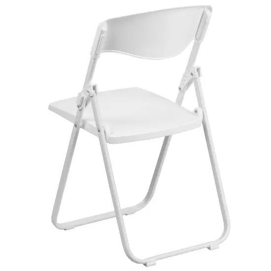 Emma and Oliver 2 Pack Commercial Event Plastic Folding Chair with Ganging Brackets Black {9}
