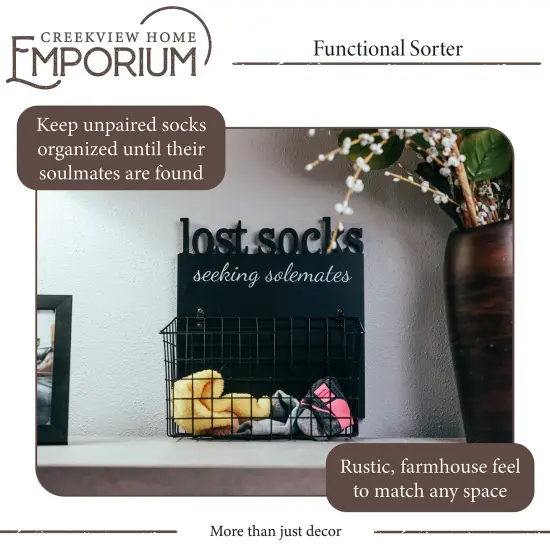 Creekview Home Emporium Seeking Soulmate Lost Socks Basket for Laundry Room Sign {3}