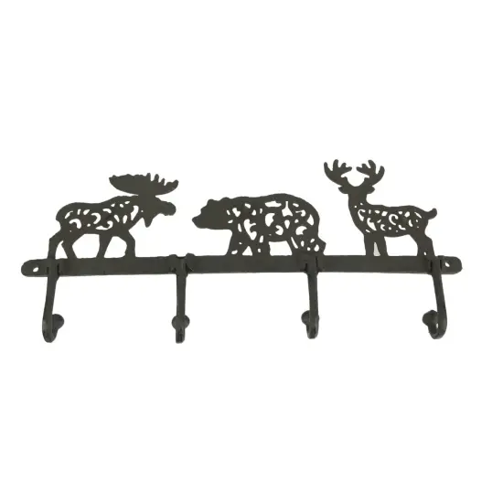 Cast Iron Moose Bear Deer Hook Rack Wall Mounted Coat Holder Cabin Home Decor {4}