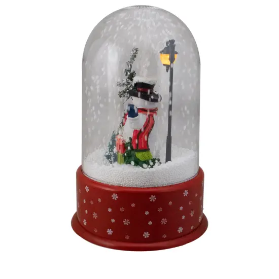 Northlight Lighted Snowman with Street Light Snowing Christmas Globe - 11.75" Red {6}
