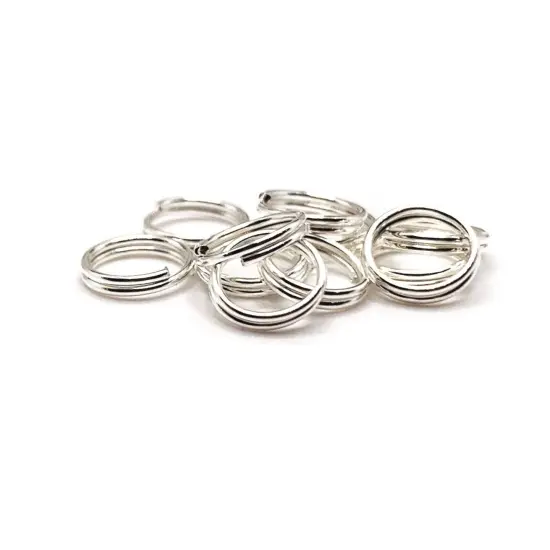 100 , 500 or 1,000 Pieces: 8 mm Silver Plated Split Double Jump Rings {1}