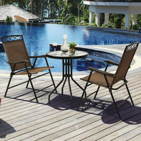 Patio Dining Set with Patio Folding Chairs and Table {3}