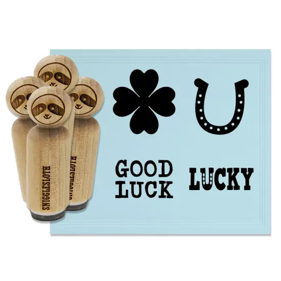 Lucky Good Luck Four Leaf Clover Horseshoe Rubber Stamp Set for Stamping Crafting Planners {7}