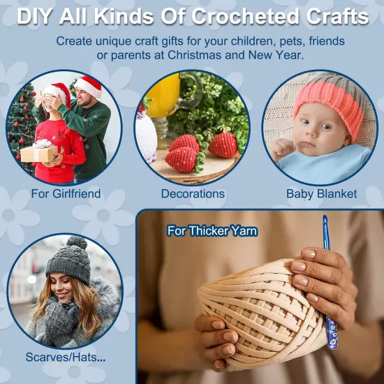 Large Size Warm Crochet Hooks for Crocheter, 6.5mm to 10mm Crochet Kit Crochet Hook Set Art Aluminum Soft Grip Crochet Needles for Crocheting, Comfort Knitting Hook Knitting & Crochet Supplies {5}