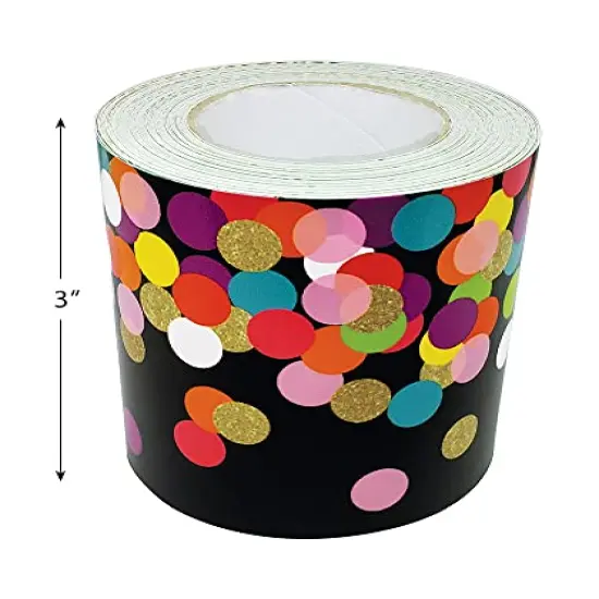 Colorful Confetti on Black Straight Rolled Border Trim - 50ft - Decorate Bulletin Boards, Walls, Desks, Windows, Doors, Lockers, Schools, Classrooms, Homeschool & Offices {4}