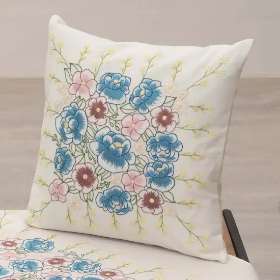 Nob HillCalming Floral Pillow Cover Stamped Embroidery Kit Multi {1}