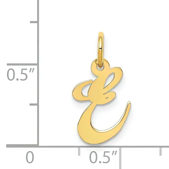 14K Yellow Gold Small Fancy Script Initial E Charm Jewerly 16mm x 13mm {5}