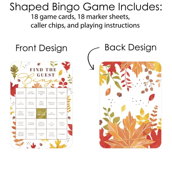 Big Dot of Happiness Fall Foliage Bride - Find the Guest - Autumn Leaves Bridal Shower and Wedding Party Bingo Game - Set of 18 {4}