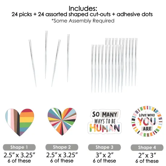 Big Dot of Happiness So Many Ways to Be Human - Dessert Cupcake Toppers - Pride Party Clear Treat Picks - Set of 24 {7}