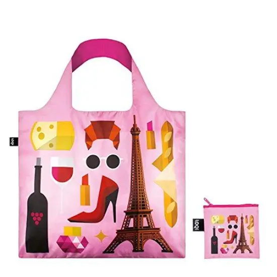 LOQI HEY Studio Paris Reusable Shopping Bag, Pink {2}