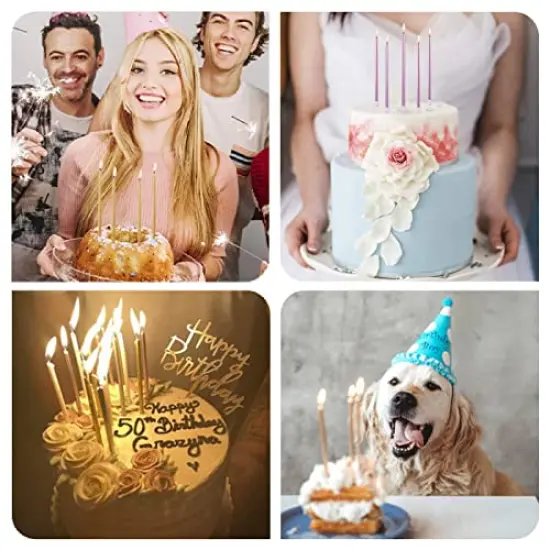 24-Count Gold Long Thin Metallic Birthday Candles, Cake Candles, Birthday Parties, Wedding Decorations, Party Candles, Cake Decorations {2}