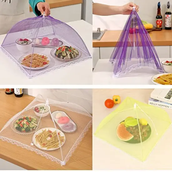6 Pack Colored Mesh Food Cover Tents by Winknowl, Reusable and Collapsible Large 17" Pop-Up Food Net Protector Umbrella for BBQ, Picnics, Parties, Outdoor {3}