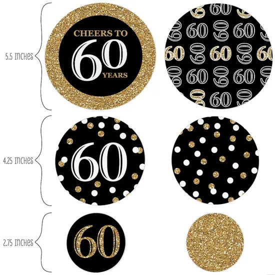 Big Dot of Happiness Adult 60th Birthday - Gold - Birthday Party Giant Circle Confetti - Party Decorations - Large Confetti 27 Count Product Name {3}