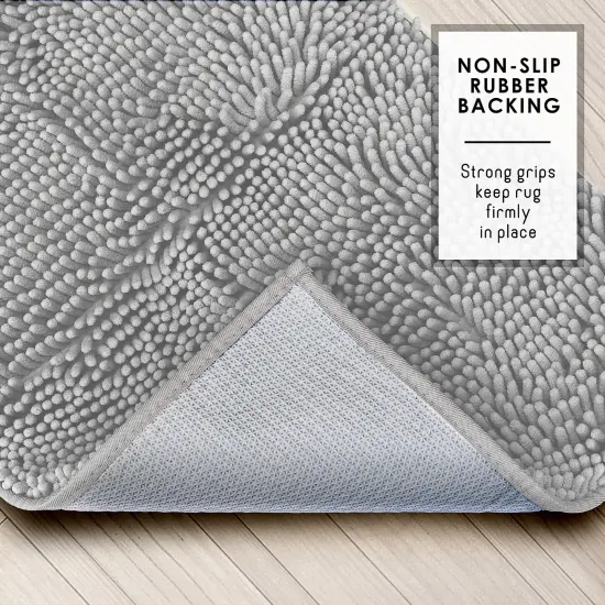 Hearth & Harbor Chenille Bath Mat Silver {2}