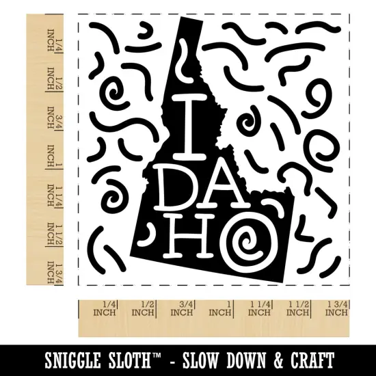 Idaho State with Text Swirls Square Rubber Stamp for Stamping Crafting {1}