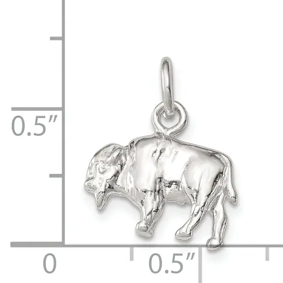Sterling Silver Buffalo Charm Pendant Bison Jewelry {6}