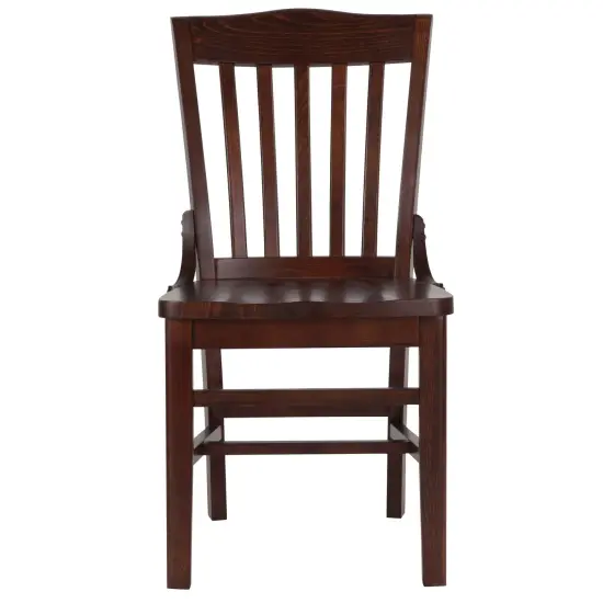 Emma and Oliver School House Back Wooden Restaurant Dining Chair Mahogany {11}