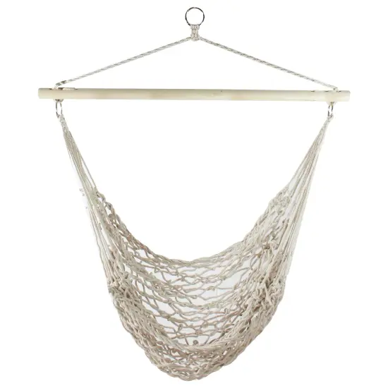 Northlight Natural Cotton Macrame Hammock Chair with Wooden Bar - 44" x 39" Ivory {1}