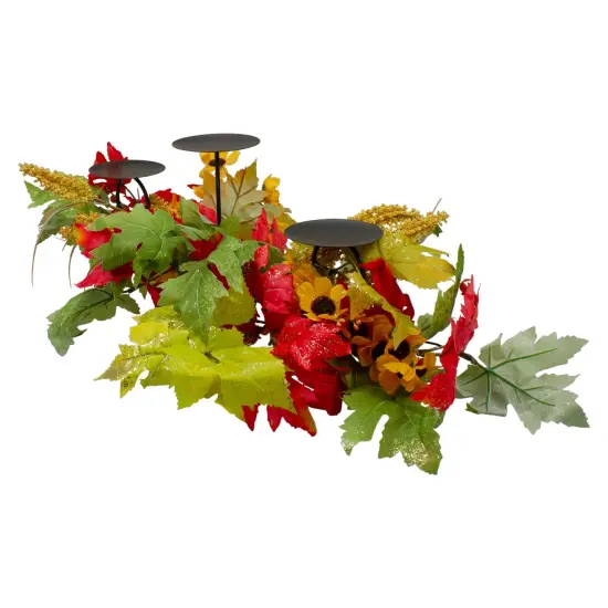 Northlight 28" Yellow Sunflower and Red Leaves Fall Harvest Candle Holder {3}