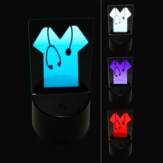 Medical Scrubs and Stethoscope Hospital Doctor Nurse 3D Illusion LED Night Light Sign Nightstand Desk Lamp {1}