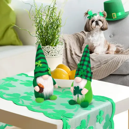 2 Pack Gnomes Plush Lucky Green Shamrock Home Table Decor Ornaments for Irish Saint Patrick's Day {4}