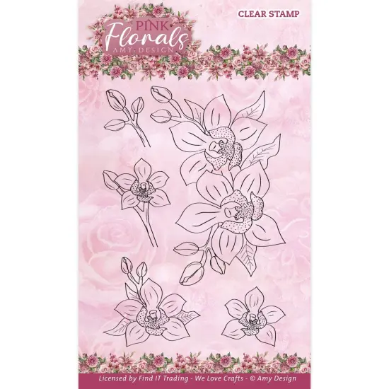 Find It Trading Amy Design Clear Stamps-Orchid, Pink Florals {1}