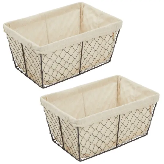 mDesign Medium Chicken Wire Storage Basket, Fabric Liner {4}