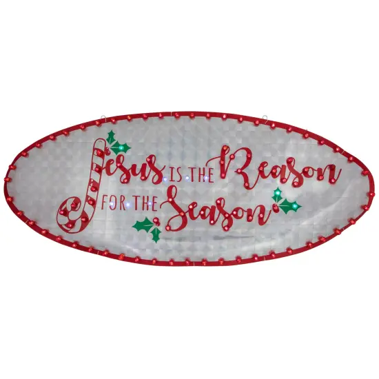 Northlight 43" LED Lighted Holographic Jesus is the Reason Outdoor Christmas Sign Red {1}