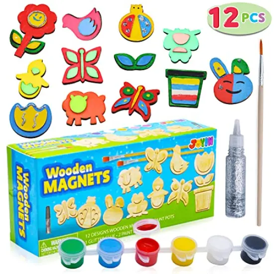 13 Wooden Magnet Creativity Arts & Crafts Painting Kit for Kids, Decorate Your Own Painting Gift for Easter Basket Stuffers, Birthday Parties and Family Crafts, Party Favors for Boys Girls {2}