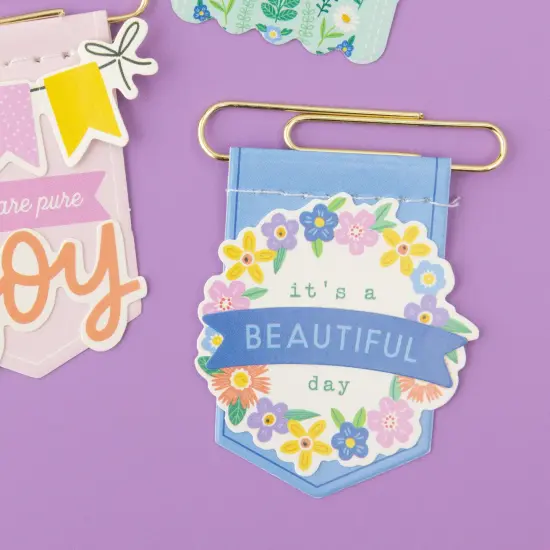 American Crafts Poppy And Pear Paperclip Flags 6/Pkg-Gold Foil {4}