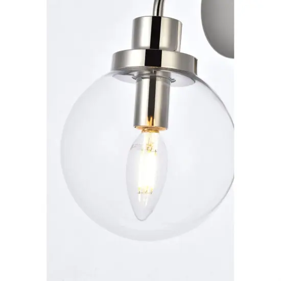 Hanson 1 light bath sconce in polished nickel with clear shade {4}