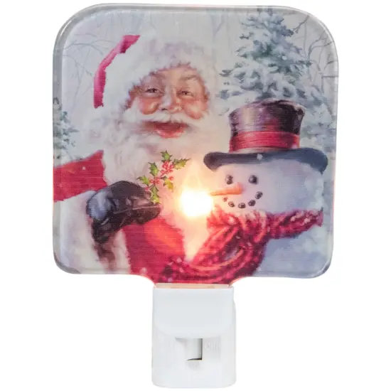 Northlight Santa and Snowman Glass Christmas Night Light - 4" White {1}