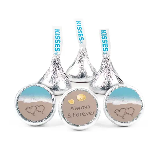 324ct Beach Wedding Stickers for Hershey's Kisses Candy Favors for Guests Blue - By Just Candy {1}