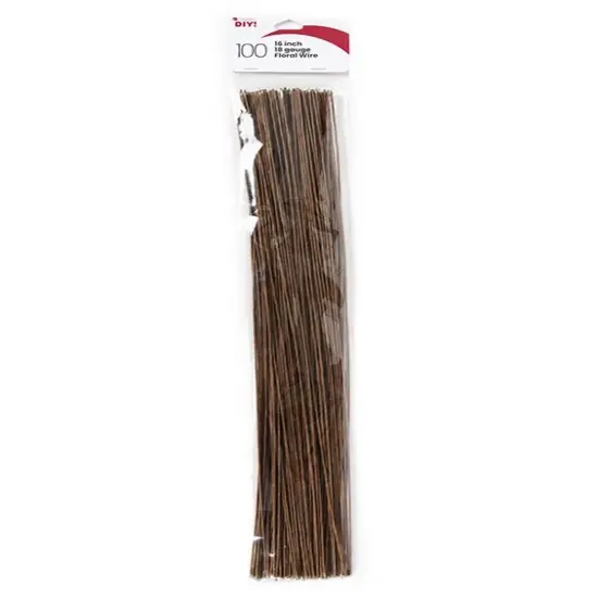 CousinDIY Floral Wire 18 Gauge 16" 100/Pkg-Brown {1}