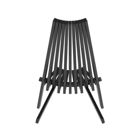 Merrick Lane Dubois Indoor/Outdoor Solid Acacia Wood Low Profile Lounge Folding Chair for Use with Backyard, Patio, Sunroom, Porch, Garden Black {4}