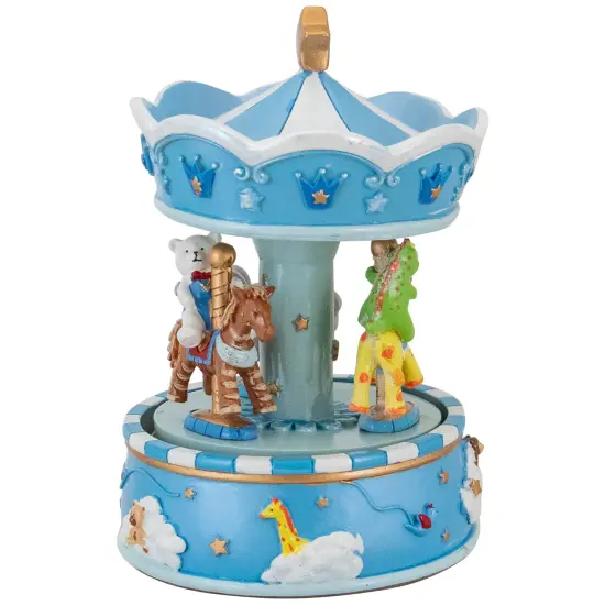 Northlight Children's Blue Sleepy Time Animated Musical Carousel - 6.5" - Blue {4}