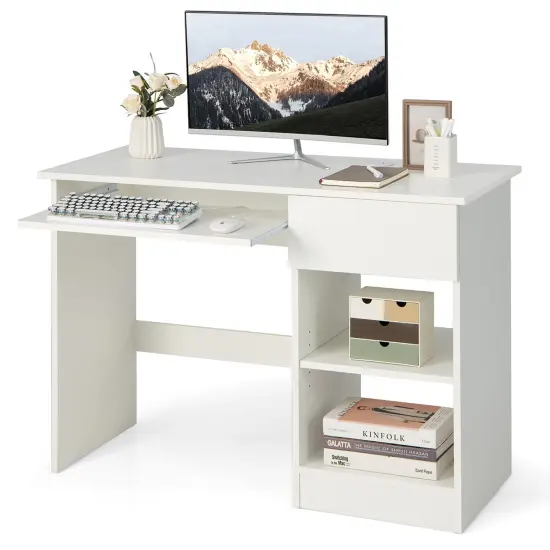 Costway Computer Desk Home Office Workstation Study Laptop Table w/Keyboard Tray Drawer {1}