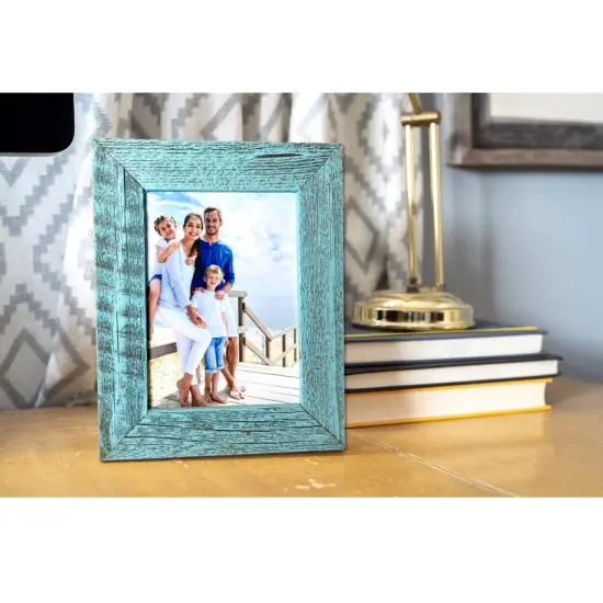 Rustic Farmhouse Standard 6 in. x 9 in. Tabletop Reclaimed Wood Picture Frame Blue {5}