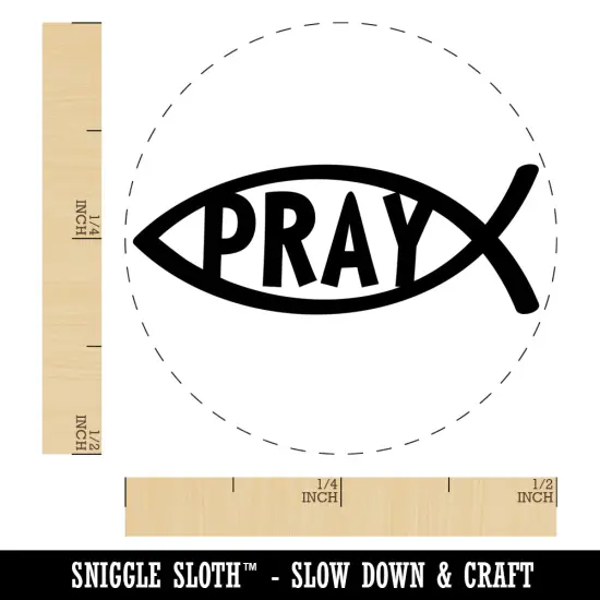 Pray Ichthys Fish Christian Sketch Self-Inking Rubber Stamp for Stamping Crafting Planners Sky Blue {1}