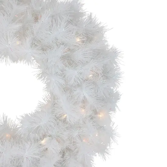 Northlight Pre-Lit White Alaskan Pine Artificial Christmas Wreath - 24" - Warm White LED Lights {5}