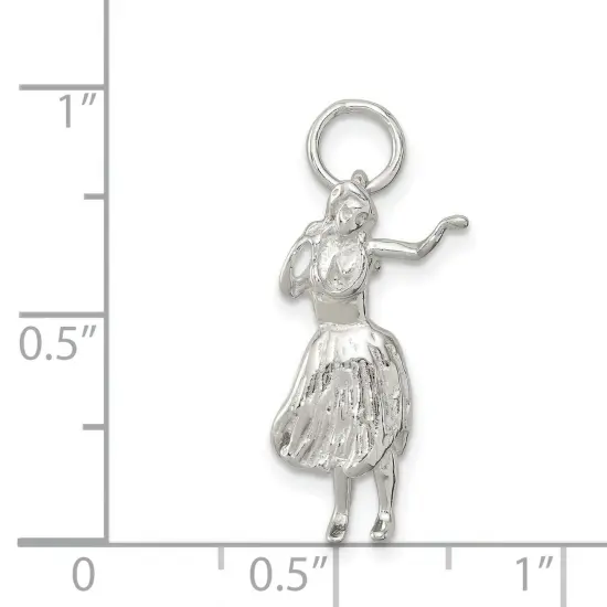 Sterling Silver Hula Dancer Charm Pendant Hawaii {5}
