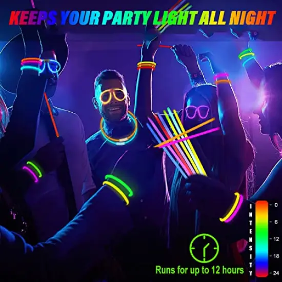 467 Pack Glow Sticks Party Favors for Kids Adults 200 GlowStick Bulk 7 Colors 8 Inch & 267 Connectors Necklace Bracelets Glasses and More in the Dark Light Up Toys {4}
