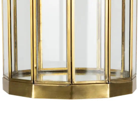 Northlight Glass Hurricane Mirrored Pillar Candle Holders - 11.75" - Brass Finish - Set of 2 Bronze {6}