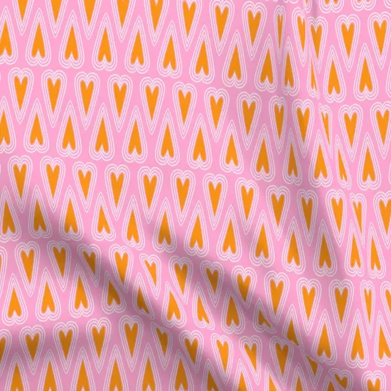 Various Fabrics by the Yard or Fat Quarter Hearts Pink Whimsical Valentine'S Day Cute Orange Valentine Custom Printed Fabric by Spoonflower {5}