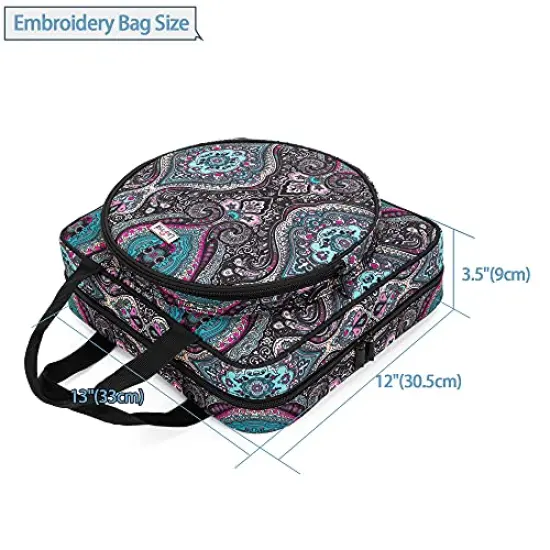 Embroidery Project Bag, Square Embroidery Supplies Storage Tote Bag, Portable Craft Carry Case for Embroidery Kits and Cross Stitch Kits Tools, Multiple Pockets, Totem, Bag Only {5}