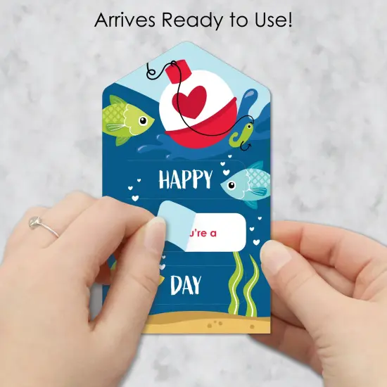 Big Dot of Happiness Let's Go Fishing - Fish Cards for Kids - Happy Valentine's Day Pull Tabs - Set of 12 {3}