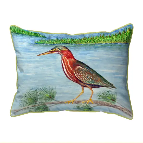 Betsy Drake Green Heron II Extra Large 20 X 24 Indoor / Outdoor Pillow {1}